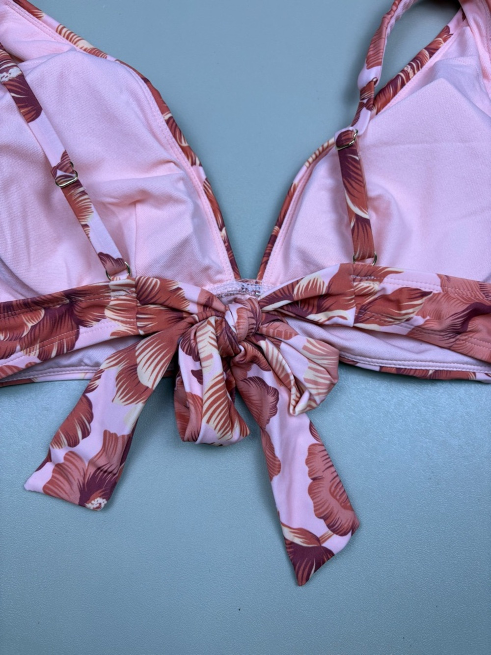 Shade Shore Pink Floral Bikini Top Small Tie Back Adjustable Swim - Picture 8 of 9